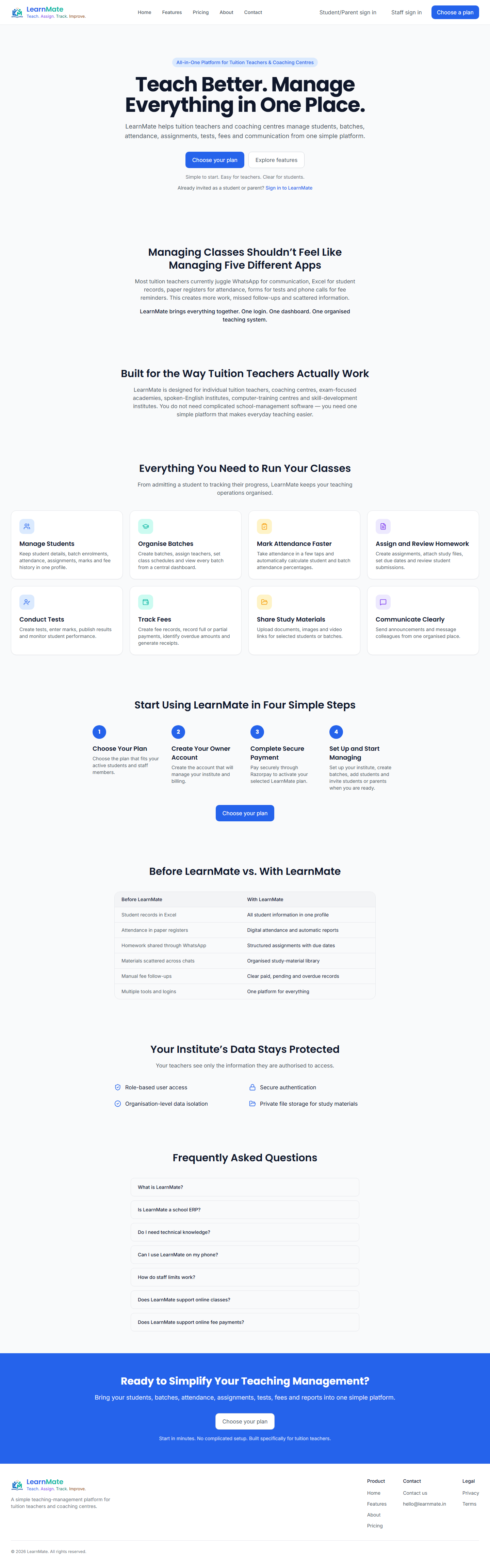 LearnMate public product homepage