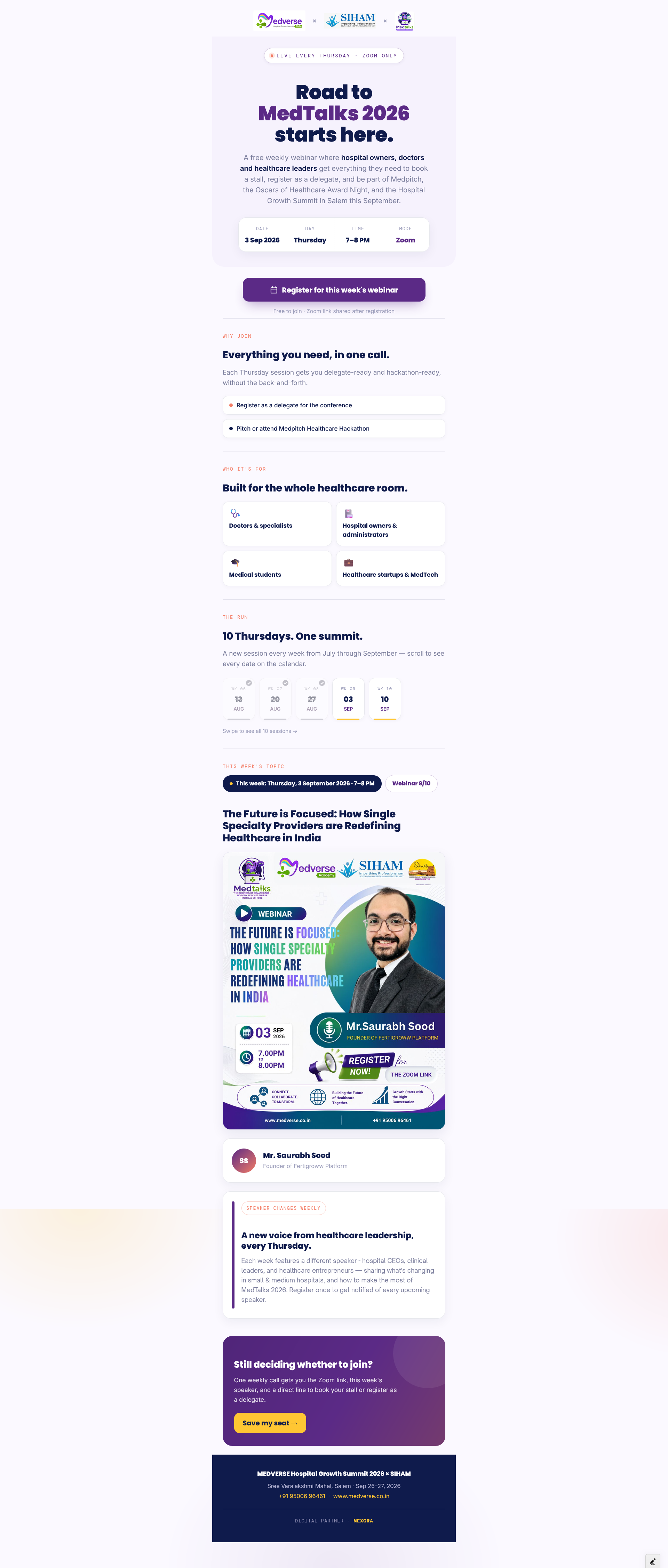 Medverse MedTalks webinar page